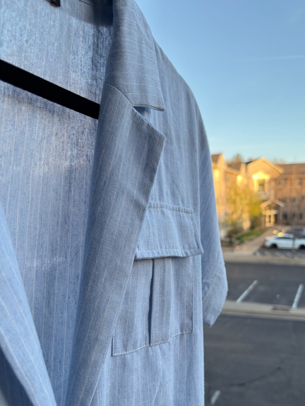 ππ¦Alani Light Blue Linen Blend Jumpsuit NWOT Size L Wide Leg Romper Collared - Picture 12 of 16
